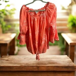 AB Studio Coral Floral Blouse